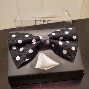 NICOLE MILLER Black & White Polka Dot Bow Tie Set